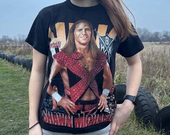 Vintage Style Sheriff Michaels Wrestling-T-Shirt, doppelseitig Grafik (Größe XS)