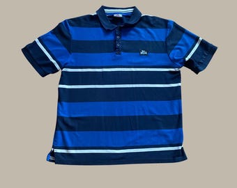 Vintage Lonsdale London Poloshirt Gestreift Blau Marine Weiß Gr. XL