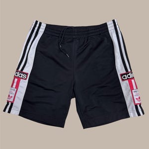 Adidas Shorts Black White Red Logo 3-Stripes Retro Streetwear D152 F128