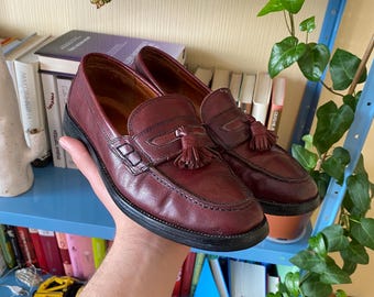 Russell & Bromley mocassins à pampilles chaussures habillées sans lacets mocassins en cuir bordeaux homme