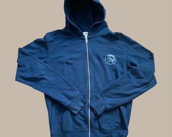 Vintage diesel hoodie met rits marineblauw Mohican-logo sweatshirt maat M Y2K Streetwear