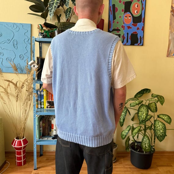 ヴィンテージ ポロ ラルフローレン ブルー ニット セーター ベスト XL