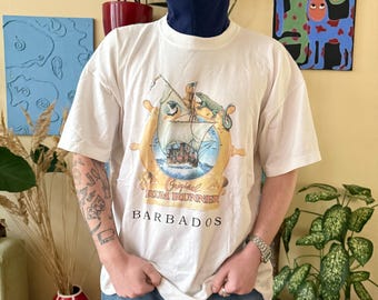 Vintage Barbados souvenir-T-shirt XL | Nautical graphic Rum Runner uit de jaren 90