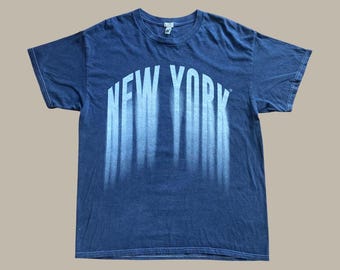 Vintage River Island New York Grafik T-Shirt Blau Faded Style T-Shirt Größe M / L