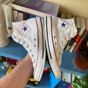 Zapatillas Converse Chuck Taylor All Star Hi blancas de lona unisex, talla EU 38, caña alta.