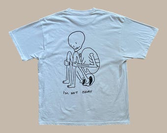 Gildan Hammer XL grafisch T-shirt — 'I'm Not Okay' trieste skeletkunst