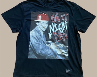 Vintage Bench Frank Sinatra T-shirt Night and Day DJ Graphic T-shirt zwart maat XL
