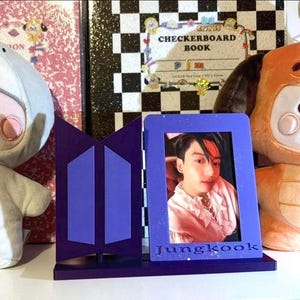 BTS Jungkook Photocard Stand: Purple Lilac Holographic Decor