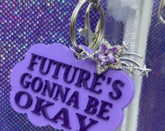 Llavero morado de k-pop de BTS Yoongi D-Day Future’s gonna be okay