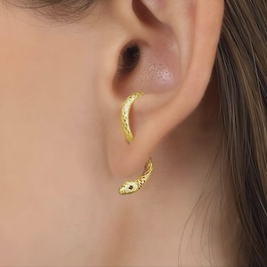 Ormörhängen i sterlingsilver, förgyllda ormörhängen, minimalistiska, läckra smycken