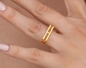 Slim Custom Alphabet Ring: Gold & Silver Personalized Adjustable  A-Z Ring