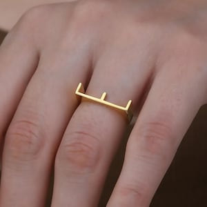 14K Gold & Sterling Silver Custom Letter Ring: Thin Alphabet Ring