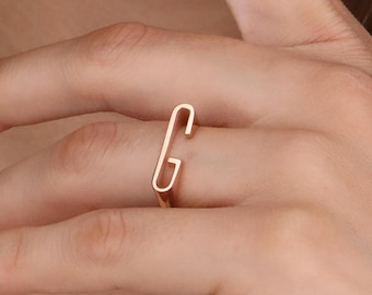 Personalized Alphabet Ring: Silver & Gold Options Thin Adjustable Letter Ring A-Z