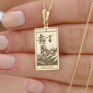 Major Arcana Halskette: Die Dummkopf-Tarot-Karten-Halskette, 14K Solid Gold-Schmuck Spontanität, spirituelle Halskette