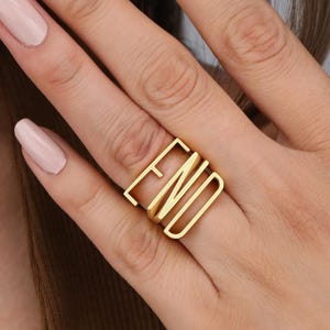 14K Solid Gold Personalized Letter Ring: Slim Custom Initial Ring