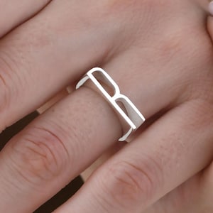 Custom Loved Ones Initial Ring, Silver Thin Personalized Ring, Dainty Alphabet Ring, Meaningful Jewelry Gift, Custom Gifts for Couples