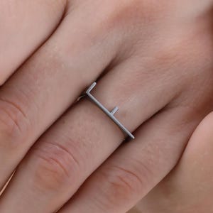 Black Rhodium-Plated Unisex Custom Letter Ring, Personalized Initial Ring for Him and Her, Gift for Partner, Unique Initial Ring