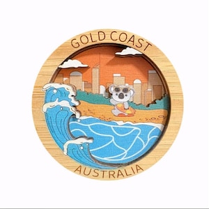 Gold Coast Wooden Fridge Magnet Australian Travel Gift