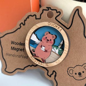 Quokka Wooden Fridge Magnet: Australian Souvenir Gift