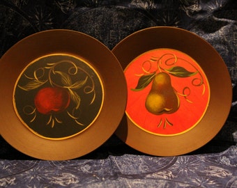 Set of Painted Wooden Plates