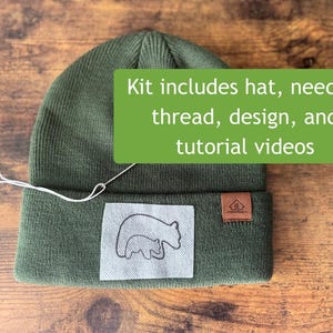 DIY Embroidery Kit: Mama & Baby Bear Winter Hat - Beginner Project