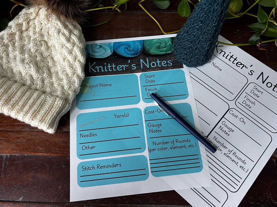 Knitting Notes - Printable PDF - Etsy