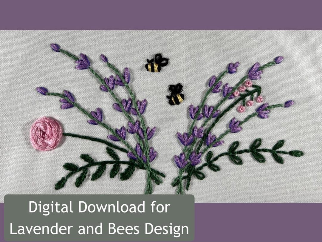 Lavender and Bees Hand Embroidery Design: DIY Print (digital Download ...