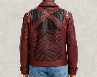 Travis Touchdown Jacket for Men – No More Heroes Inspired Maroon Leather Cosplay Coat, Gaming Biker Moto Jacket