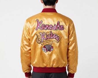 Home Alone Gus Polinski Kenosha Kickers Yellow Satin Bomber Jacket | John Candy Inspired Varsity Jacket
