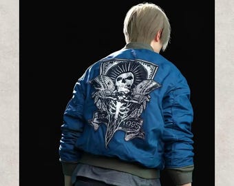 Resident Evil 4 Leon Kennedy Blue Bomber Jacket | RE4 Leon Scott Kennedy Cosplay Costume Jacket