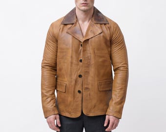 Arthur Morgan RDR2 Leather Jacket Inspired | Men’s Tan Brown Real Leather Coat | Western Cowboy Outlaw Jacket