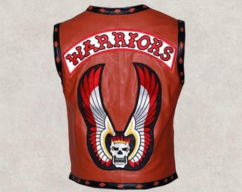 The Warriors Inspired Leather Vest | Ajax (James Remar) Biker Vest with Back Patch