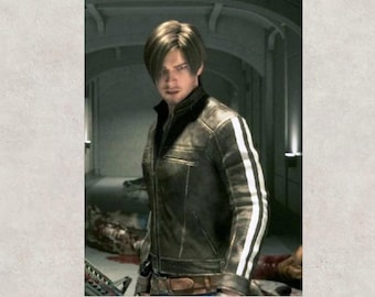 Leon Kennedy Vendetta Jacket | Resident Evil Black Distressed Leather Biker Jacket
