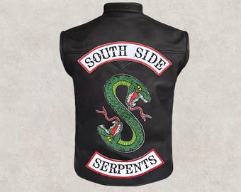 Southside Serpents Jacket Vest | Riverdale Southside Serpents Leather Vest | New Men's South Side Snake Black Real Leather Vest