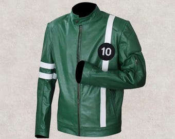 Ben 10 Alien Force Jacket | Ben Tennyson Recalibrated Green Leather Jacket | Ben 10 Cosplay Jacket for Men
