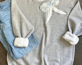 Chic Cozy Quilted Sweatshirt, Vintage, Quilted Bow