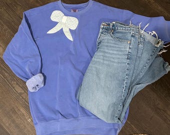 Chic Cozy Quilted Sweatshirt, Vintage, Quilted Bow, Hand Made with love!
