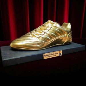 Custom Gold Football Boots Award Handmade Sports Trophy Personalized Gift for Player Futsal Boot Unique Decor Gift Idea for Brother