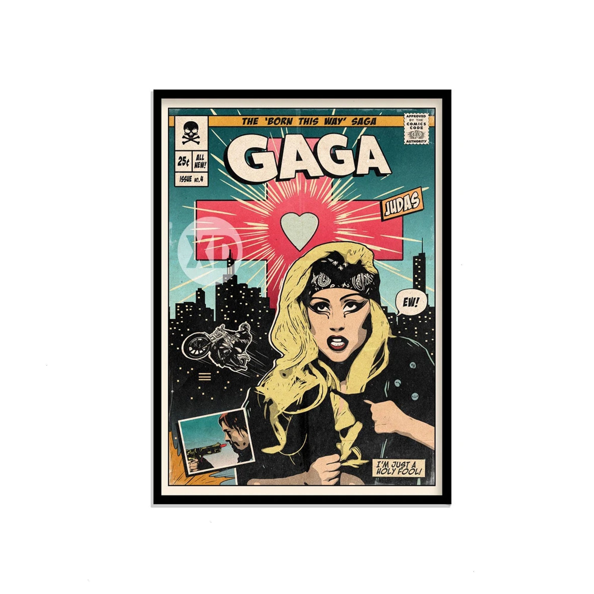 Gaga Judas Vintage Comic Cover Poster, Lady The Chromatica Ball Tour 2022 Poster