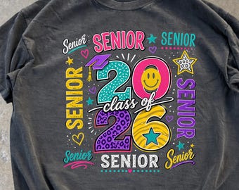 Class of 2026 Aesthetic Shirt, Cute Y2K Retro Graduation Tee, Trendy Senior Outfit