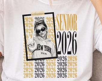 Class of 2026 Custom Photo Shirt, Vintage Style Graduate Tee, Personalized Senior Gift