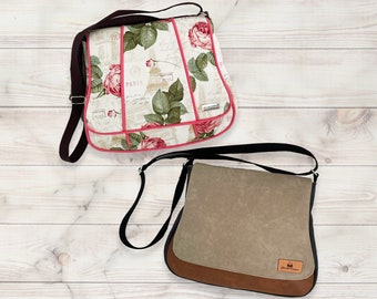 Easy Sew PDF Messenger bag pattern with 3 versions included in the pattern - Genevieve by ChrisW Designs - Instant download