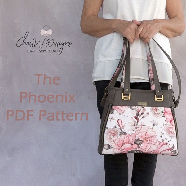 Designer Handbag Pattern PDF for sewing your own Purse. The Phoenix by ChrisW Designs. Free Video on YouTube!