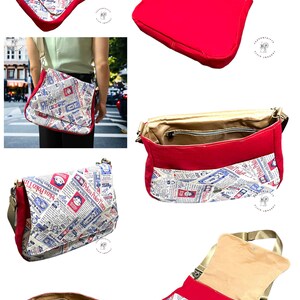 Easy Sew PDF Messenger bag pattern with 3 versions included in the pattern Genevieve by ChrisW Designs Instant download image 8