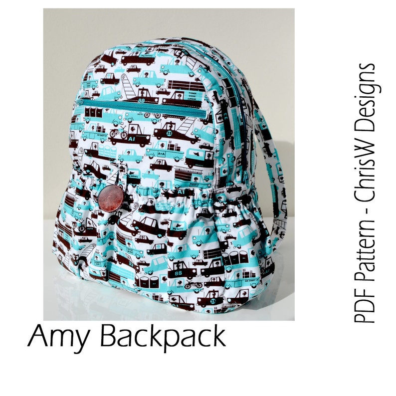Lined Zippered Backpack PDF Sewing Pattern Amy by Chrisw Etsy