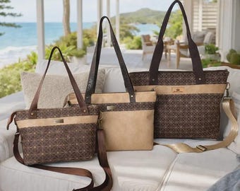 Tote PDF Sewing Pattern - the Swiftly Zip with 3 sizes included , Zipper Top Bag Pattern, Handbag Pattern, Hidden Pockets