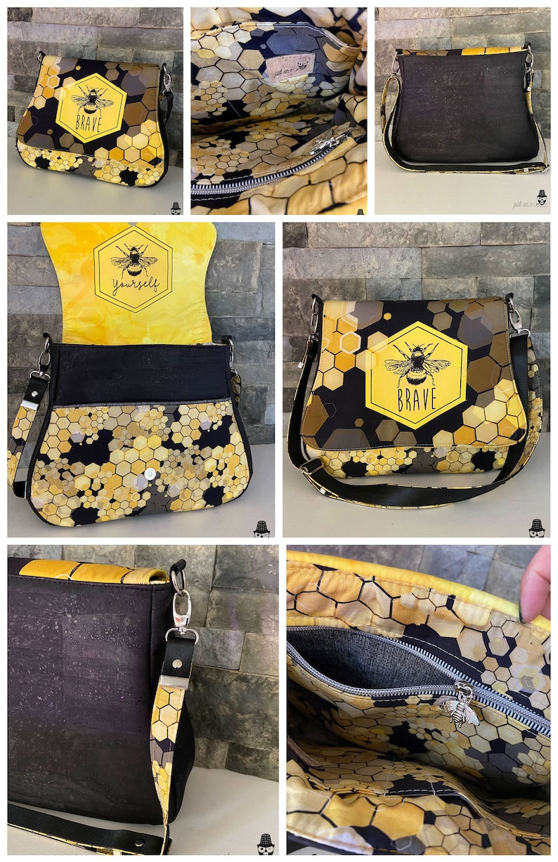 Easy Sew PDF Messenger bag pattern with 3 versions included in the pattern Genevieve by ChrisW Designs Instant download image 4