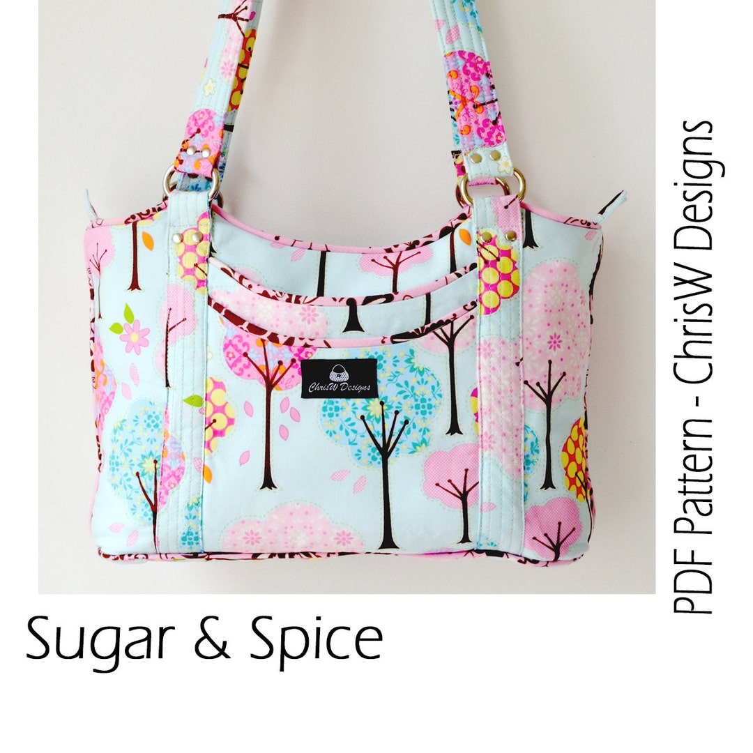 Designer Handbag Pattern PDF for Sewing Your Own Purse. Sugar and Spice by Chrisw Designs. Free Video on Youtube Etsy
