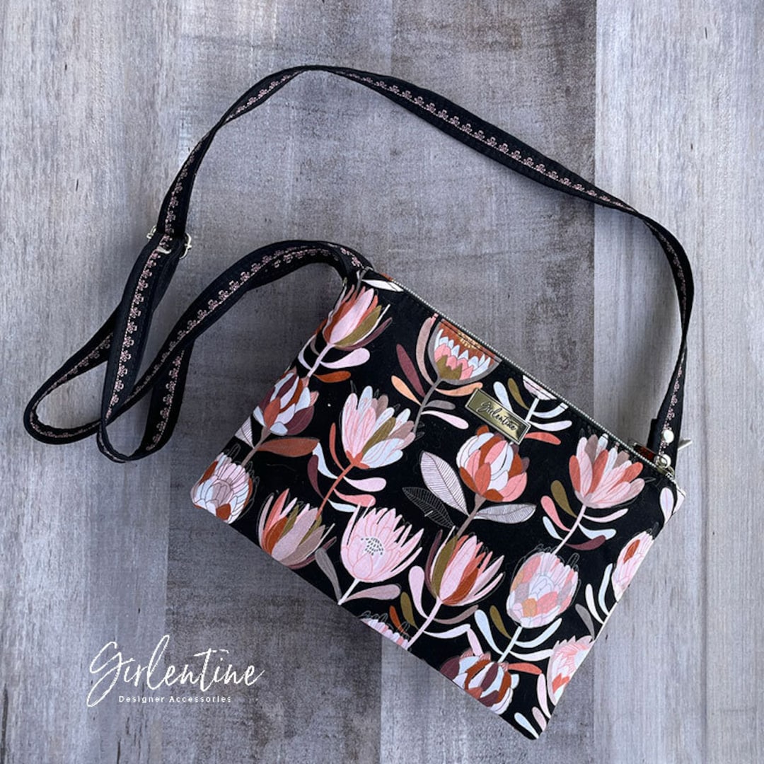 Double Zippered Pouch Crossbody Bag Purse With Card Slots and Etsy