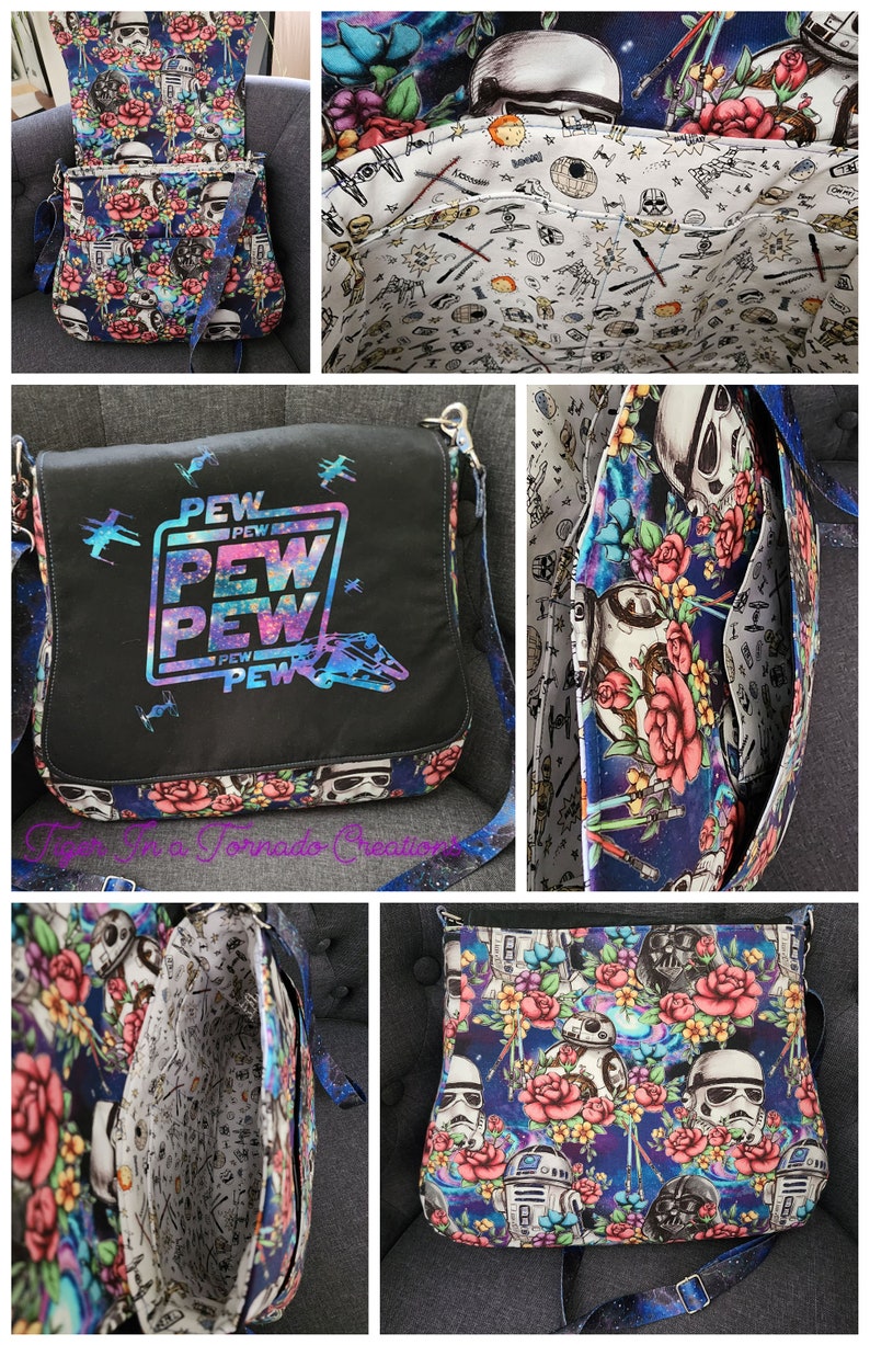 Easy Sew PDF Messenger bag pattern with 3 versions included in the pattern Genevieve by ChrisW Designs Instant download image 6